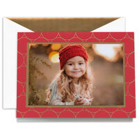 Gold Circles on Scarlet Folded Photo Holiday Cards