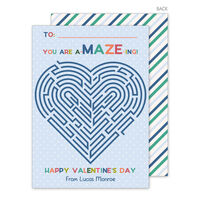 Blue Maze Valentine Exchange Cards