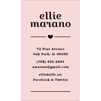 Vertical Single Heart Contact Cards - Raised Ink