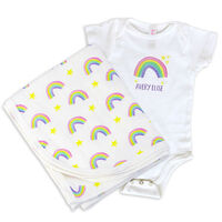 Rainbow Onesie and Baby Blanket Set