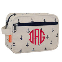 Personalized Navy Anchors Canvas Travel Bag