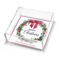 Christmas Wreath and Bow Petite Lucite Trinket Tray