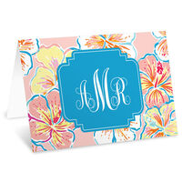 Pink Hibiscus Monogram Folded Gift Enclosures
