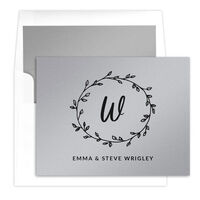 Initial Wreath Folded Shimmer Note Cards