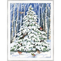 Snowy Tree in a Birch Wood Holiday Cards