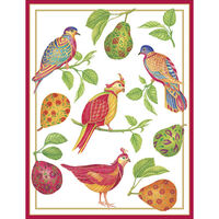 Embossed Gilded Birds and Pears Holiday Cards