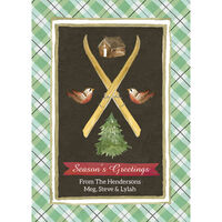 Mountain Lodge and Skis Flat Holiday Cards