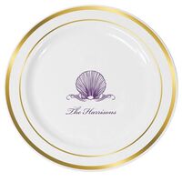 Graceful Seashell Premium Banded Plastic Plates