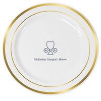 Ceremonial Goblet and Wafer Premium Banded Plastic Plates