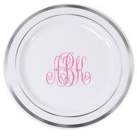 Large Interlocking Script Monogram Premium Banded Plastic Plates