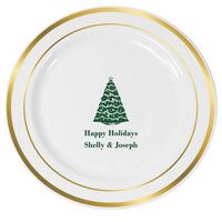 Christmas Tree Premium Banded Plastic Plates