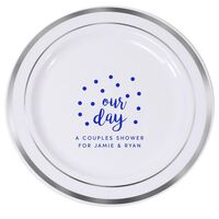 Confetti Dots Our Day Premium Banded Plastic Plates