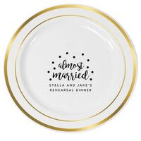 Confetti Dots Almost Married Premium Banded Plastic Plates