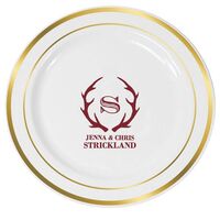 Large Initial Antlers Premium Banded Plastic Plates