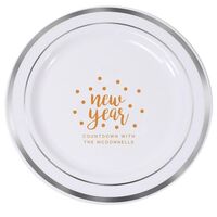 Confetti Dots New Year Premium Banded Plastic Plates