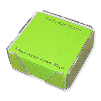 Lime Square Memo Sheets with Acrylic Holder