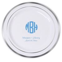 Rounded Monogram with Text Premium Banded Plastic Plates