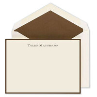 Mocha Border Flat Ecru Note Cards