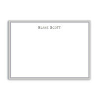 Charcoal and Pearl Grey Double Border Flat Note Cards