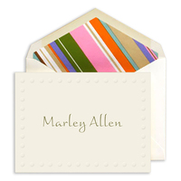 Embossed Ecru Dot Border Foldover Note Cards
