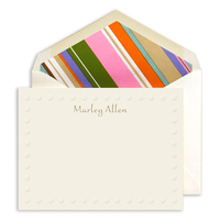 Embossed Ecru Dot Border Flat Note Cards