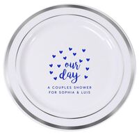 Confetti Hearts Our Day Premium Banded Plastic Plates