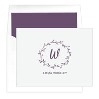 Initial Wreath Folded Note Cards - Letterpress