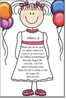 Little Girl Balloons Invitations